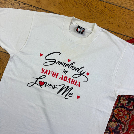 Vintage 90s Funny White Slogan Single Stitch Graphic T-Shirt - S