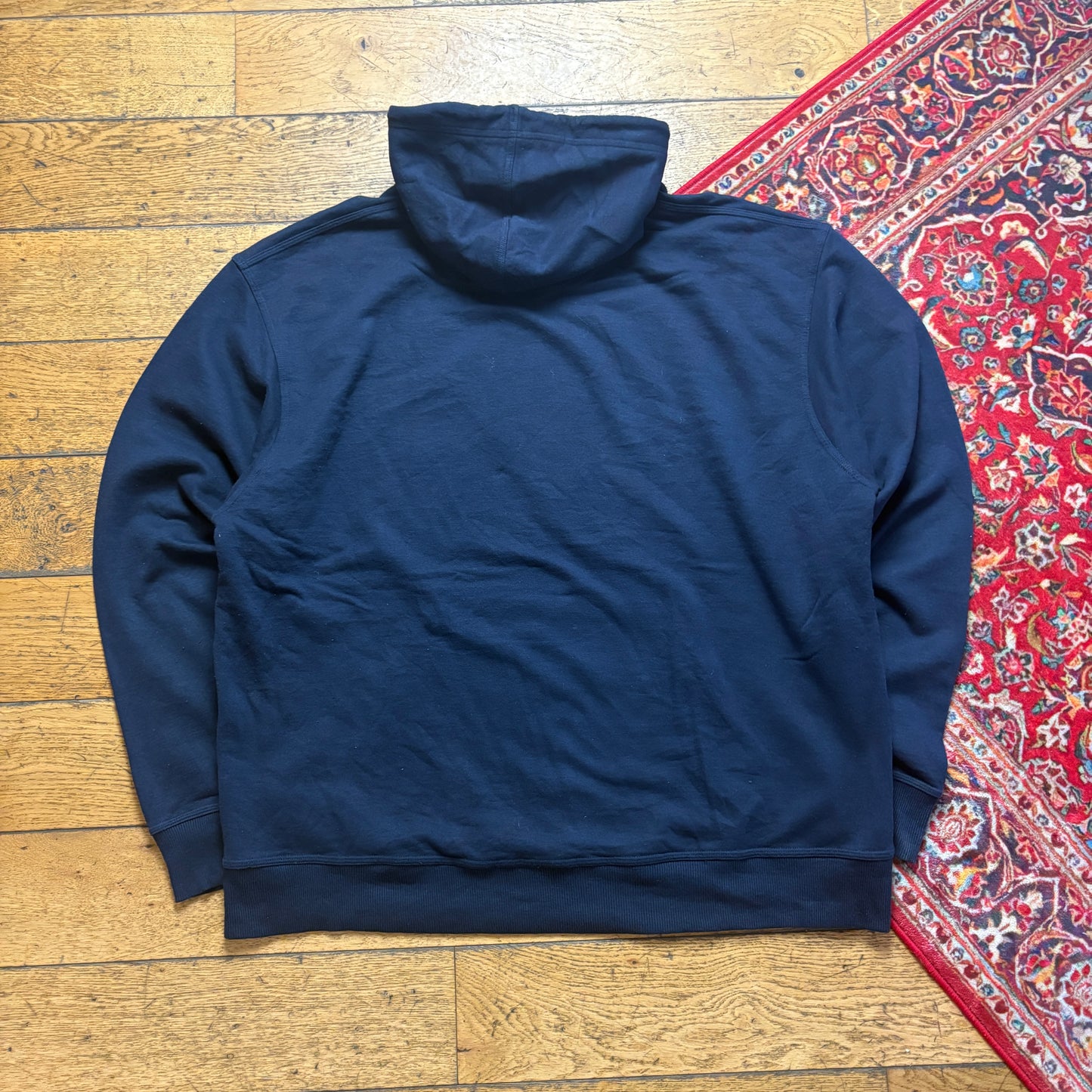 Vintage Champion Navy Hoodie Embroidered Sweatshirt - 2XL