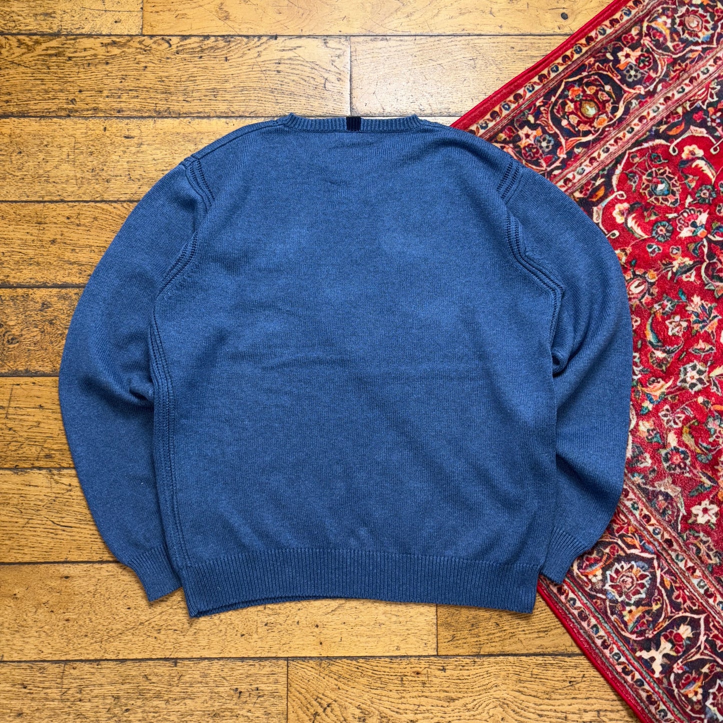 Vintage Nautica Blue Embroidered Knit Jumper - L