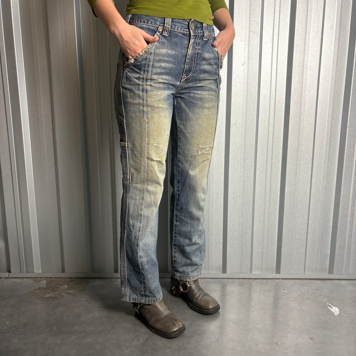 Big Train Embroidered Blue Japanese Denim Hip Hop Y2K Baggy Jeans - 28S