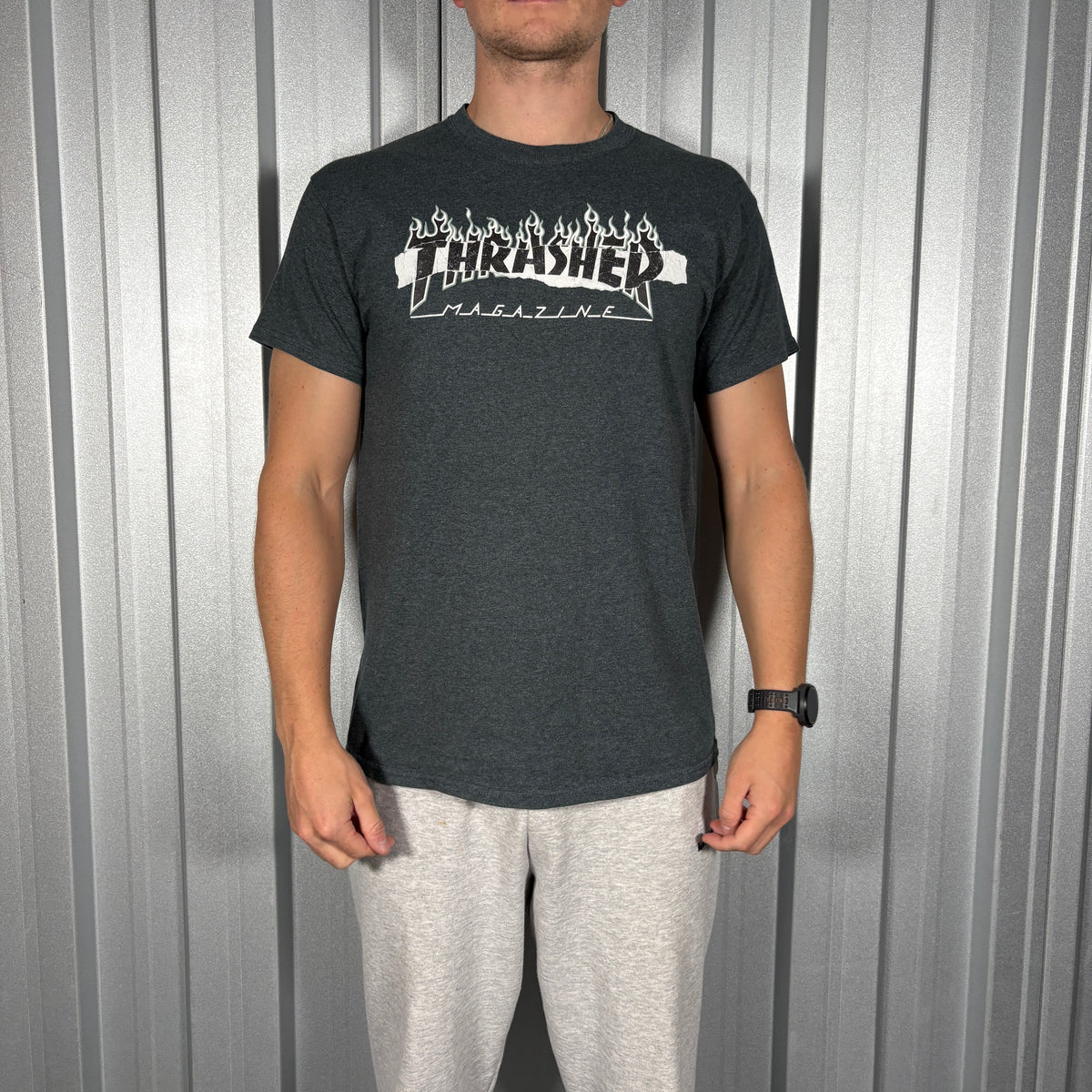 Thrasher Grey Skate Graphic T-Shirt - S
