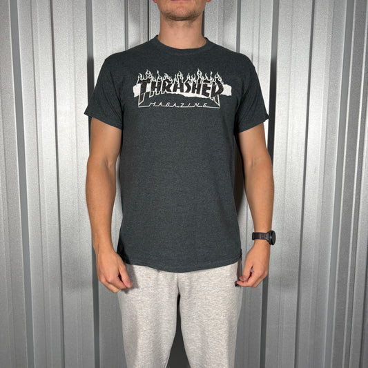 Thrasher Grey Skate Graphic T-Shirt - S
