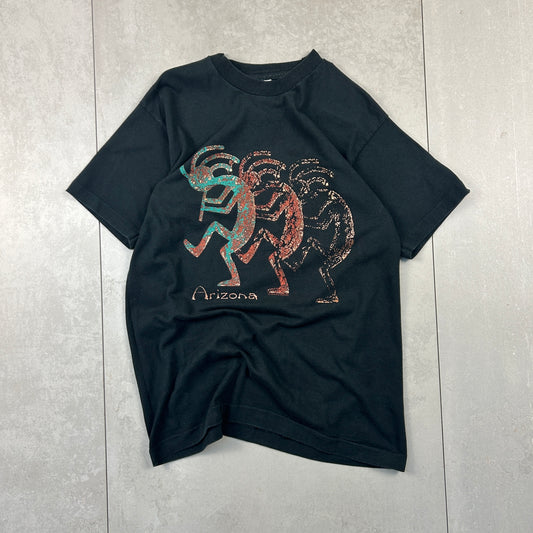 Vintage 90s Single Stitch Dancing Graphic Black T-Shirt - L