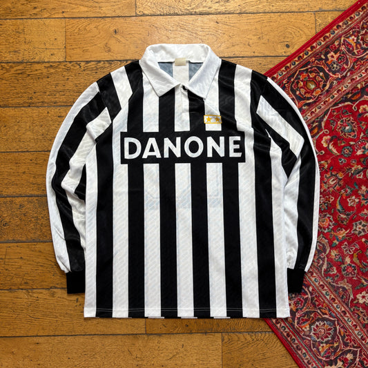 Vintage Black White Stripe Football Long Sleeve T-Shirt - M