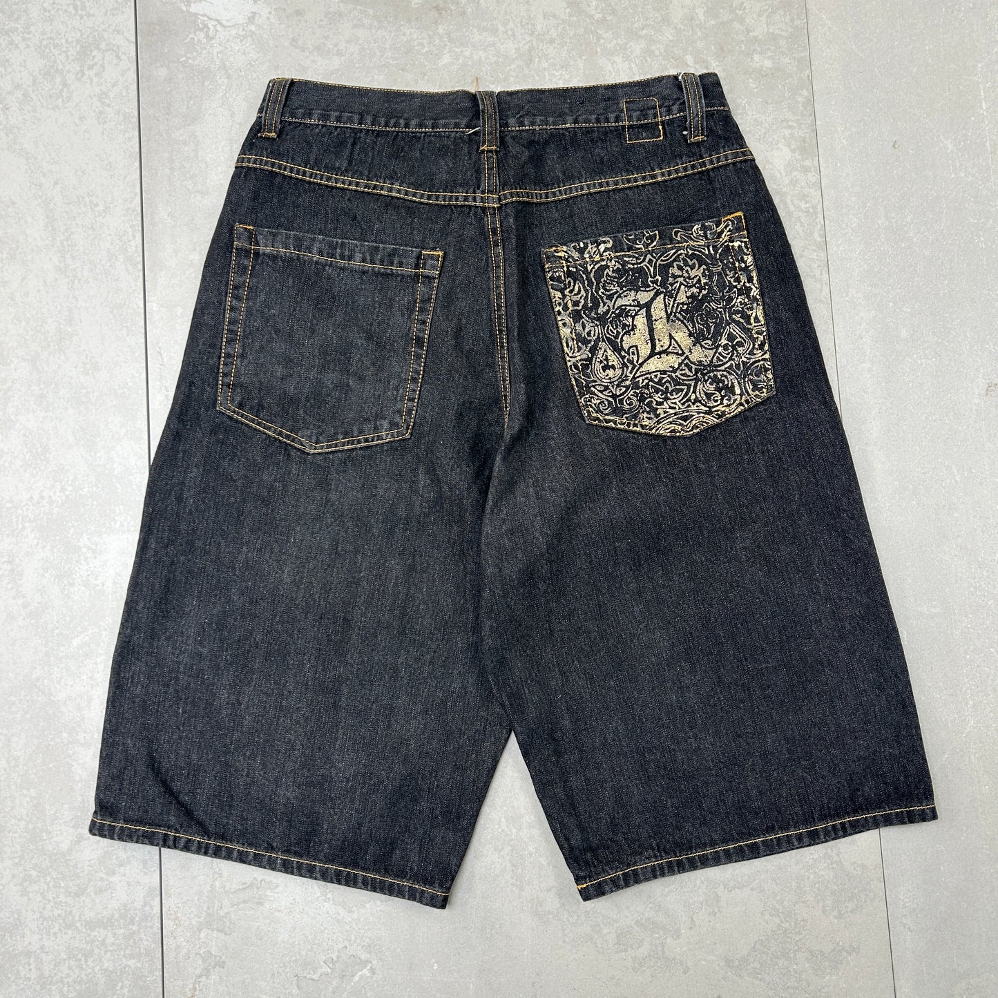 Vintage Karl Kani Hip Hop Baggy Black Shorts Jorts - 33