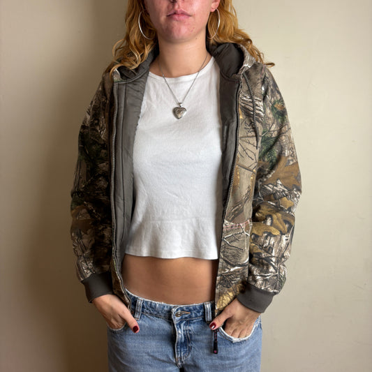 Vintage Realtree Womens Green Camo Hooded Active Workwear Jacket - S