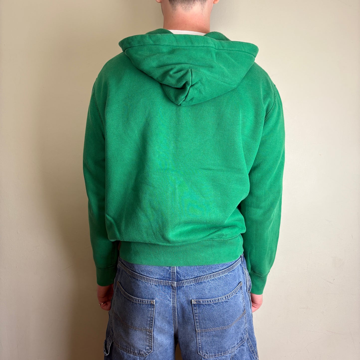 Vintage Ralph Lauren Green Zip Hoodie Embroidered Sweatshirt - L