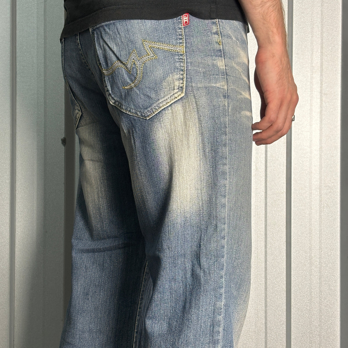 Ice Point Embroidered Blue Japanese Denim Hip Hop Y2K Baggy Jeans - 34S