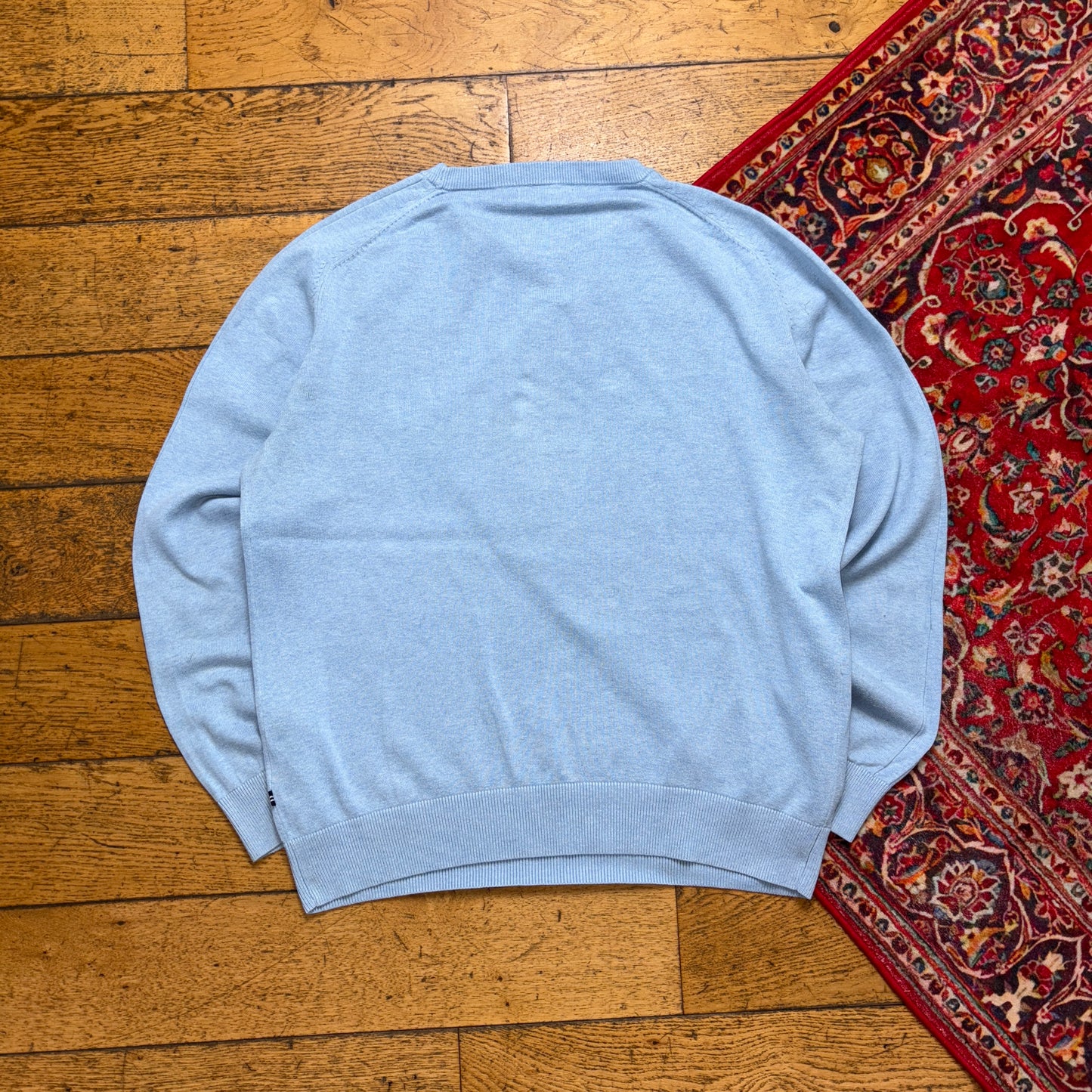 Vintage Nautica Blue Embroidered Knit Jumper - L