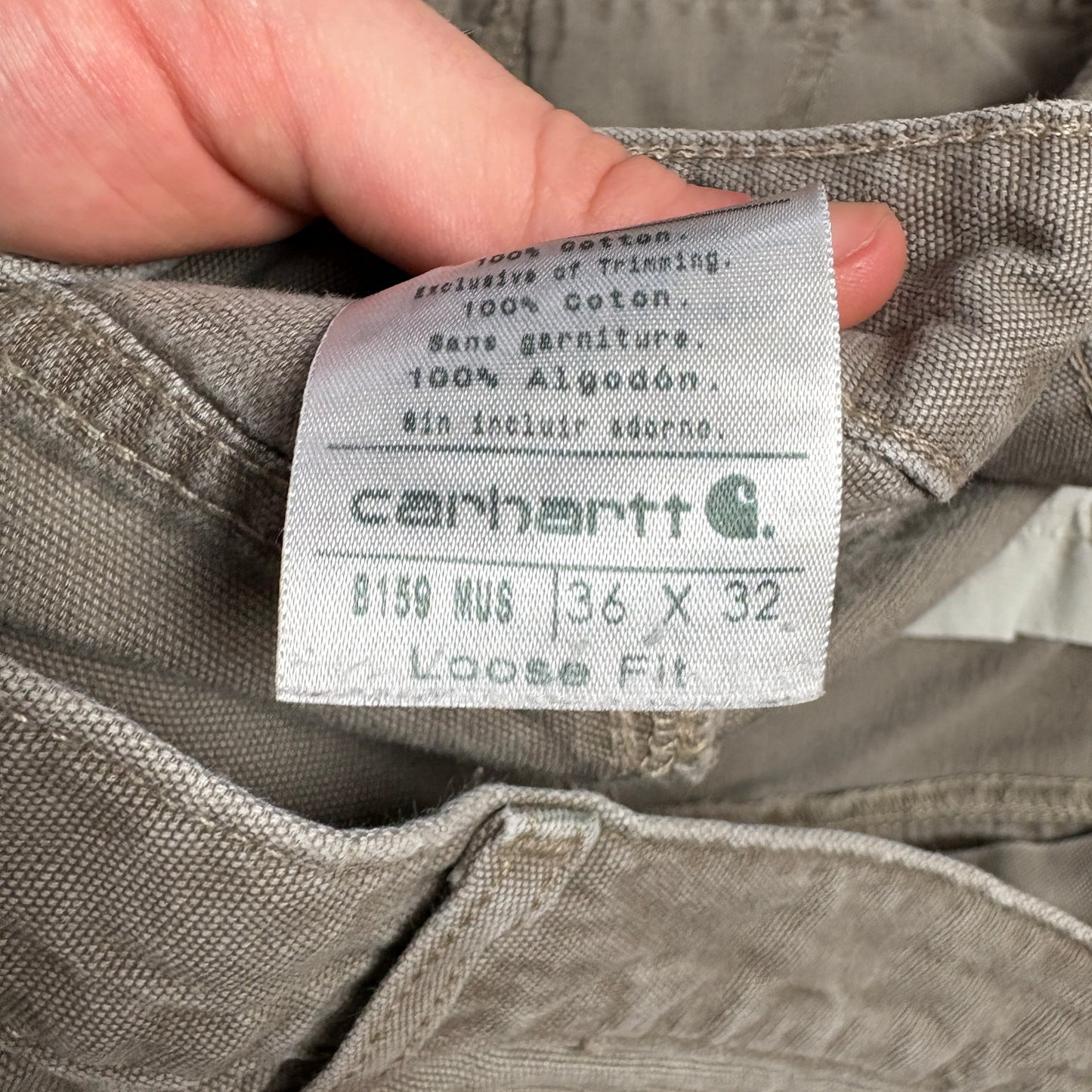 Vintage Carhartt Workwear Grey Brown Carpenter Baggy Trousers - 36R