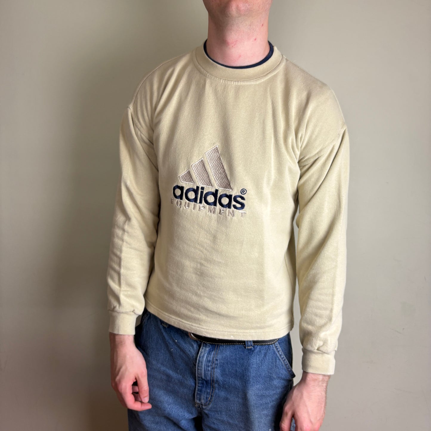 Vintage Adidas Equipment Cream Embroidered Sweatshirt - S