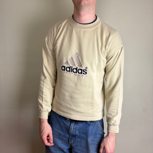 Vintage Adidas Equipment Cream Embroidered Sweatshirt - S