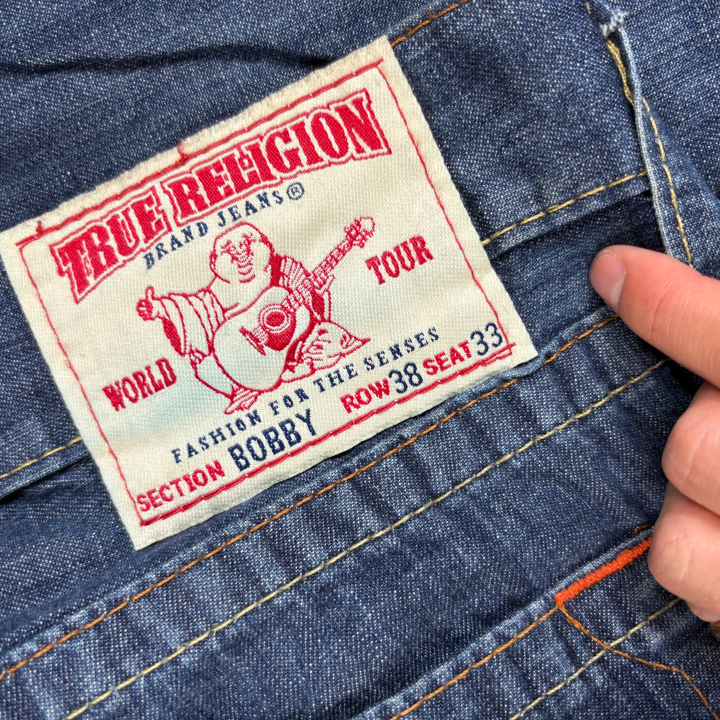 Vintage True Religion Blue Embroidered Y2K Shorts Jorts - 38