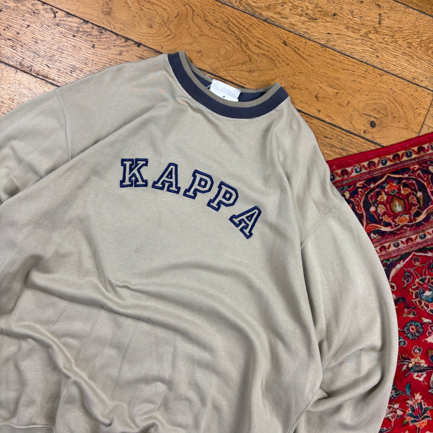Vintage 90s Kappa Cream Embroidered Sweatshirt - XXL