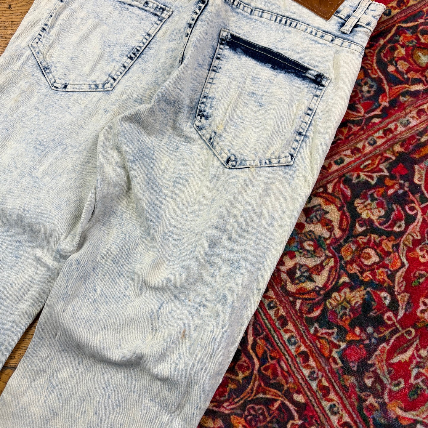 Vintage Bleached Blue Y2K Hip Hop Skinny Jeans - 34