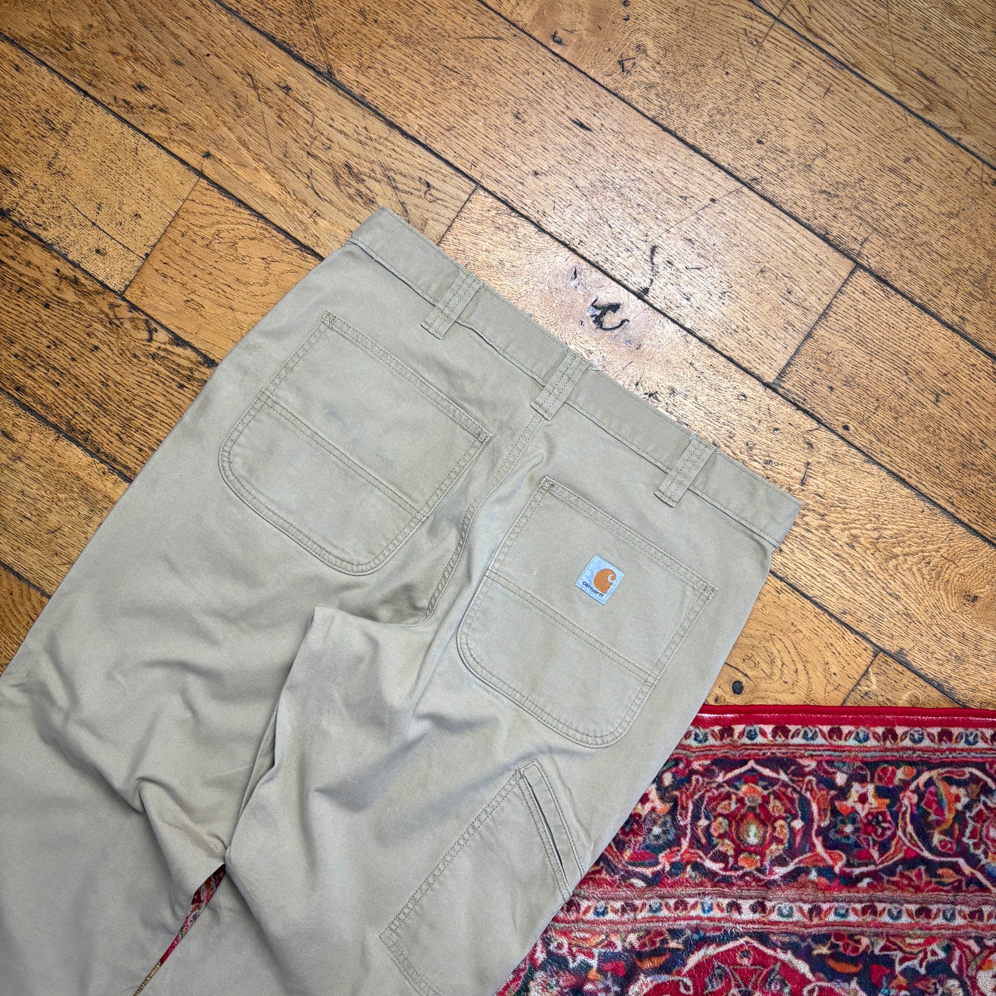 Vintage Carhartt Workwear Carpenter Baggy Cream Trousers - 34R