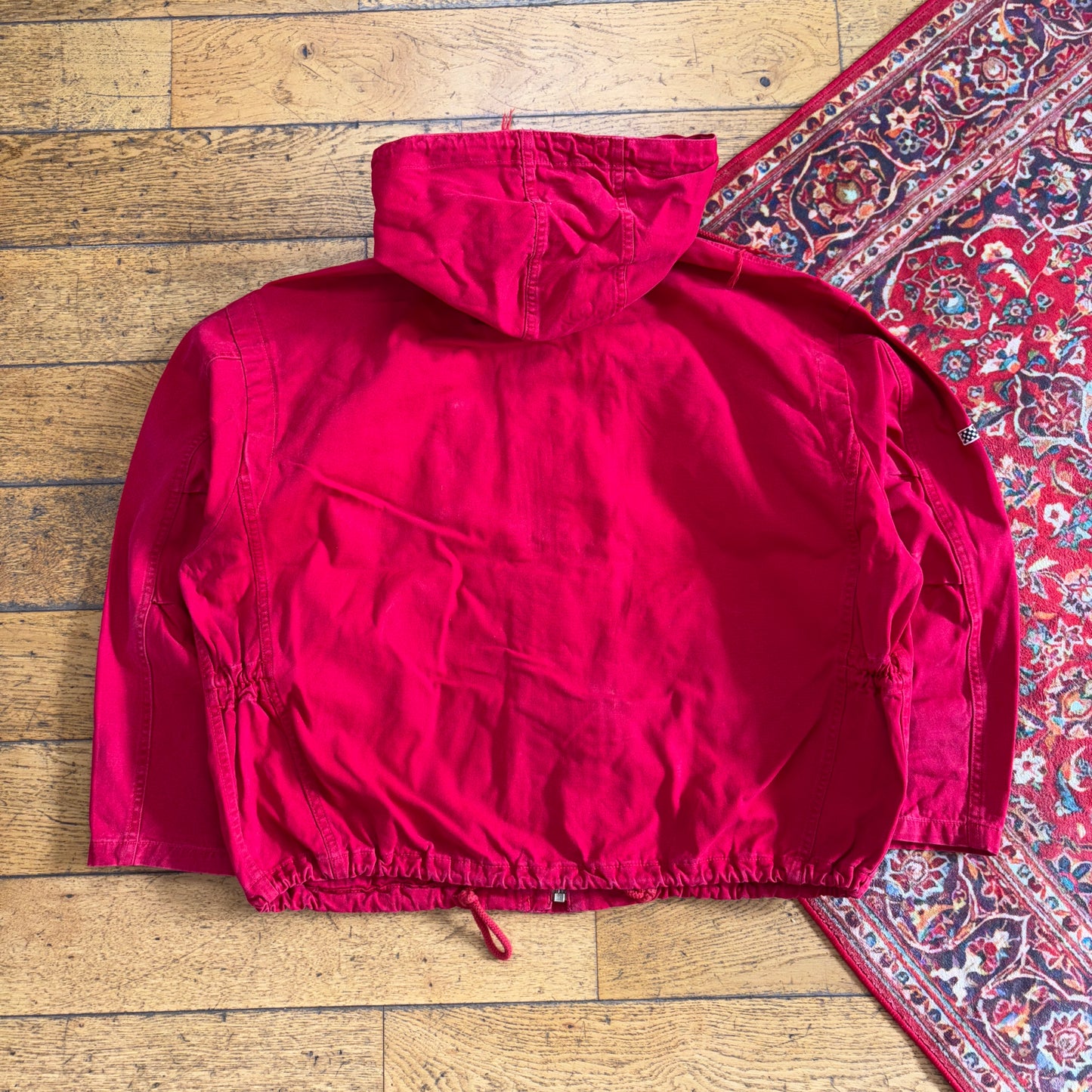 Vintage 90s Energie Red Fireman Boxy Clasp Parka Workwear Jacket - L