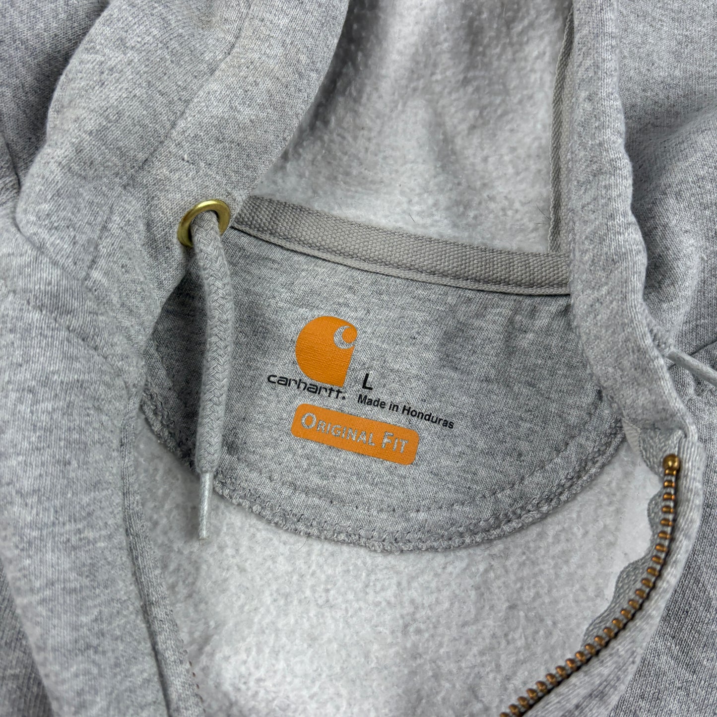 Vintage Carhartt Grey Zip Hoodie Sweatshirt - L