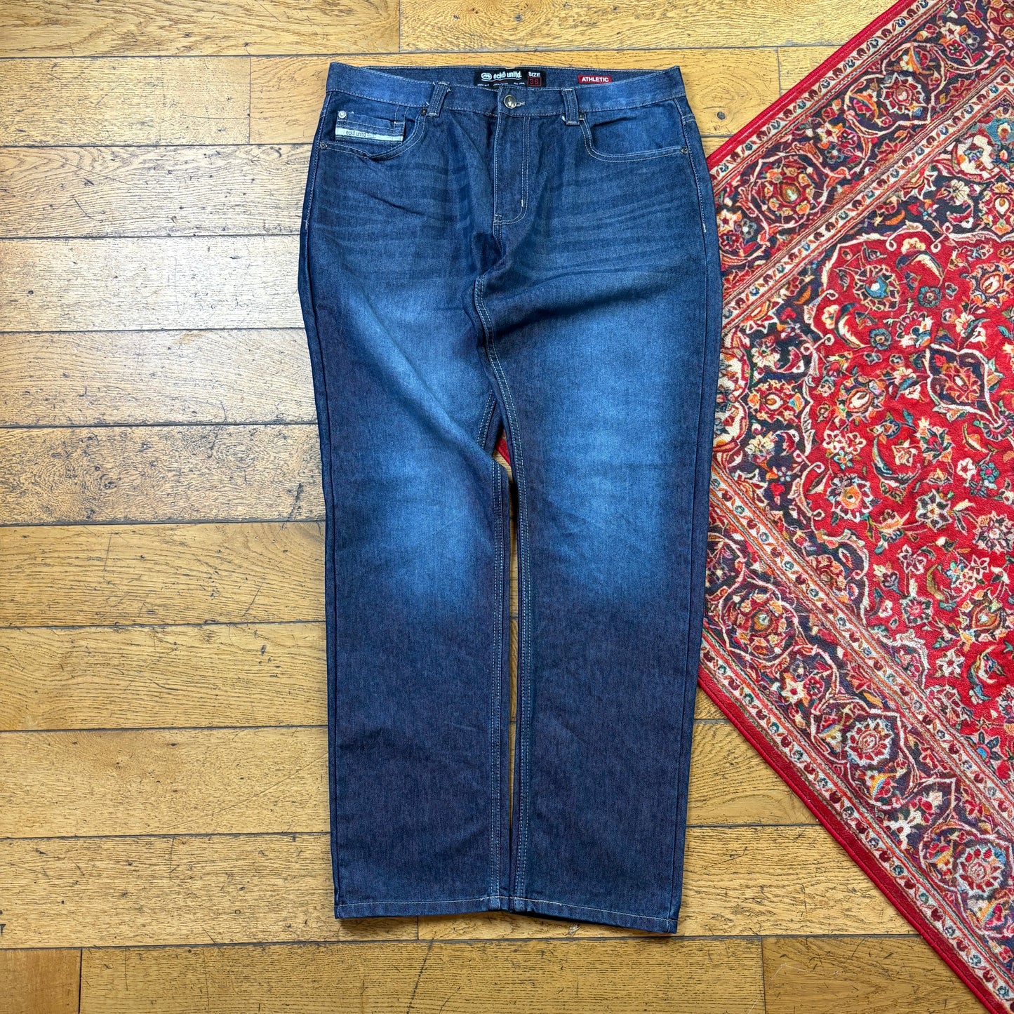 Vintage Ecko Unltd Blue Embroidered Y2K Hip Hop Straight Jeans - 36