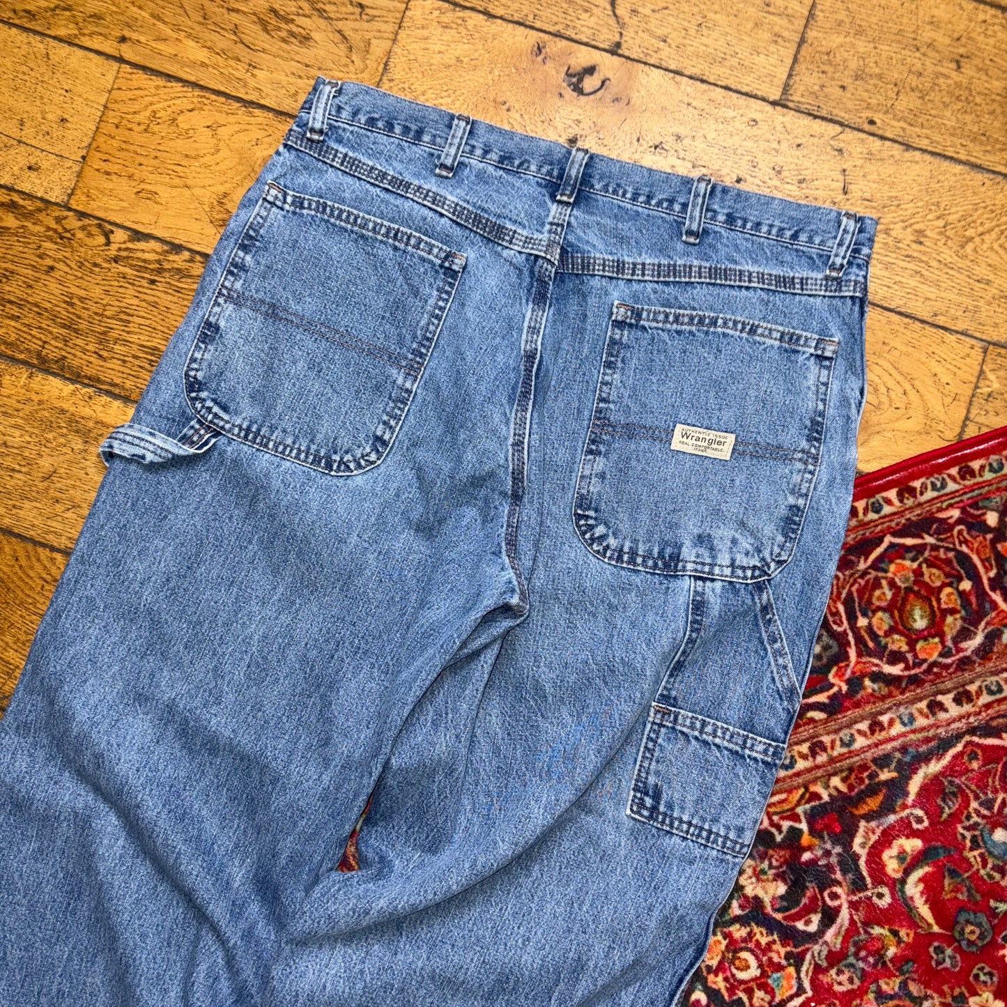 Vintage Wrangler Blue Carpenter Workwear Baggy Jeans - 34R