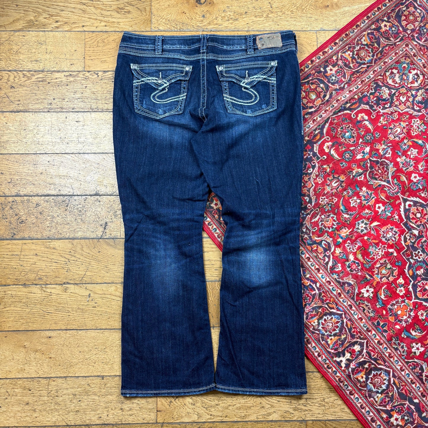 Vintage Womens Y2K Bootcut Flared Embroidered Hip Hop Baggy Jeans - Size 20