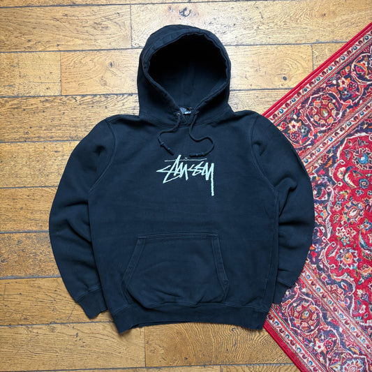 Vintage Stussy Black Embroidered Hoodie Sweatshirt - S
