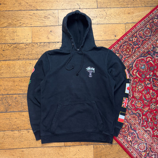 Vintage Stussy Black Hoodie Sweatshirt - L