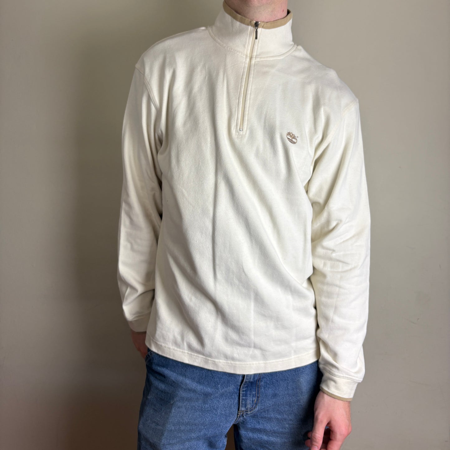 Vintage Timberland Cream Quarter Zip Sweatshirt - L