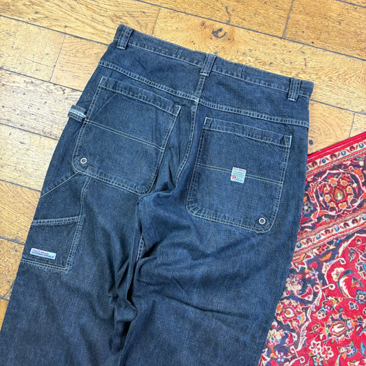 Vintage Paco Jeans Grey Embroidered Y2K Hip Hop Baggy Jeans - 38