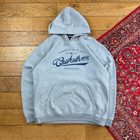 Vintage Quiksilver Grey Surfwear Hoodie Sweatshirt - XL