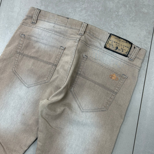 Vintage Kosmo Lupo Embroidered Hip Hop Baggy Brown Jeans - 36