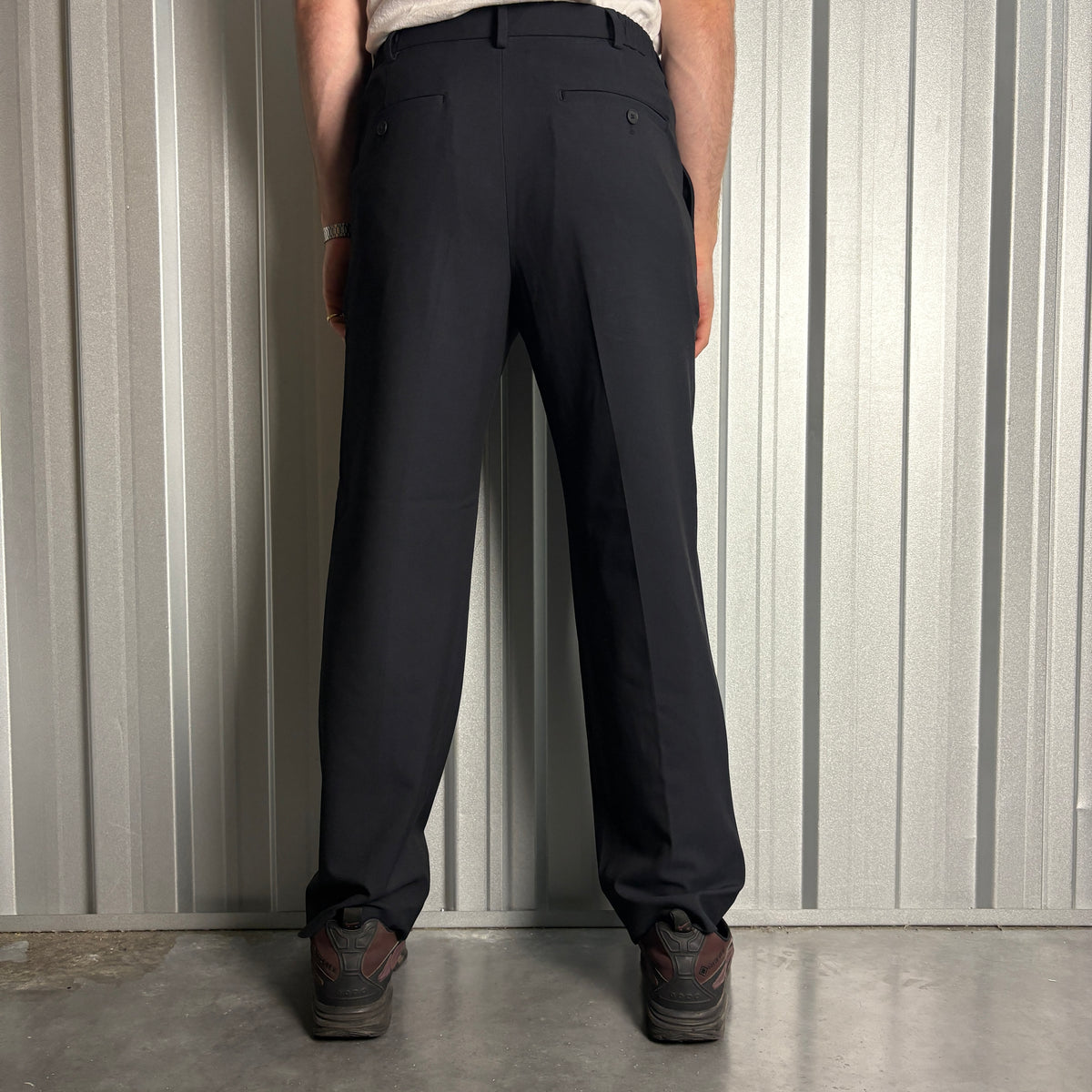 Uniqlo Navy Pleated Smart Baggy Wide Leg Trousers - M