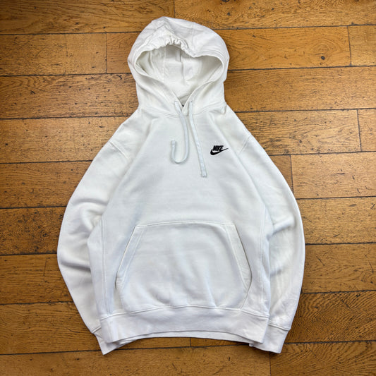 Vintage Nike White Embroidered Hoodie Sweatshirt - S