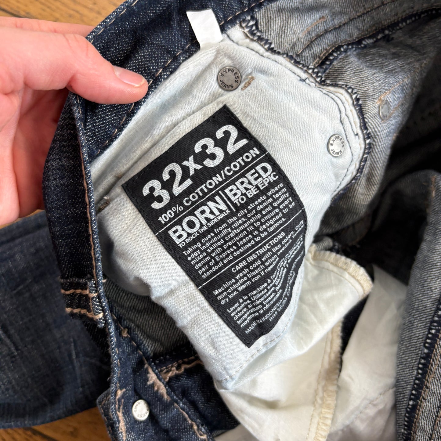 Vintage Express Navy Embroidered Y2K Hip Hop Baggy Jeans - 36