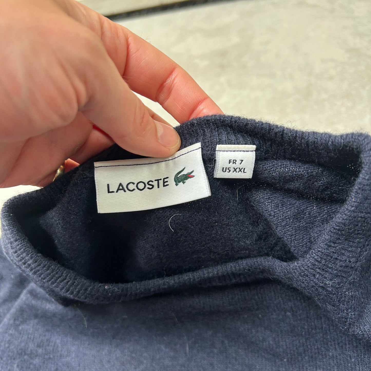 Vintage Lacoste Navy Embroidered Knit Jumper - XL
