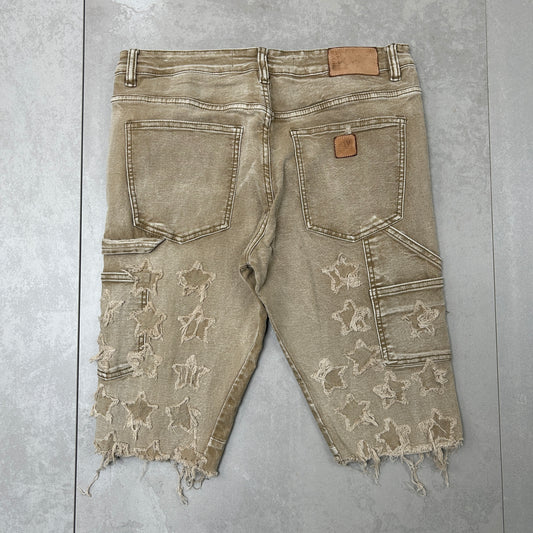 Vintage Embroidered Hip Hop Brown Shorts Jorts - 34