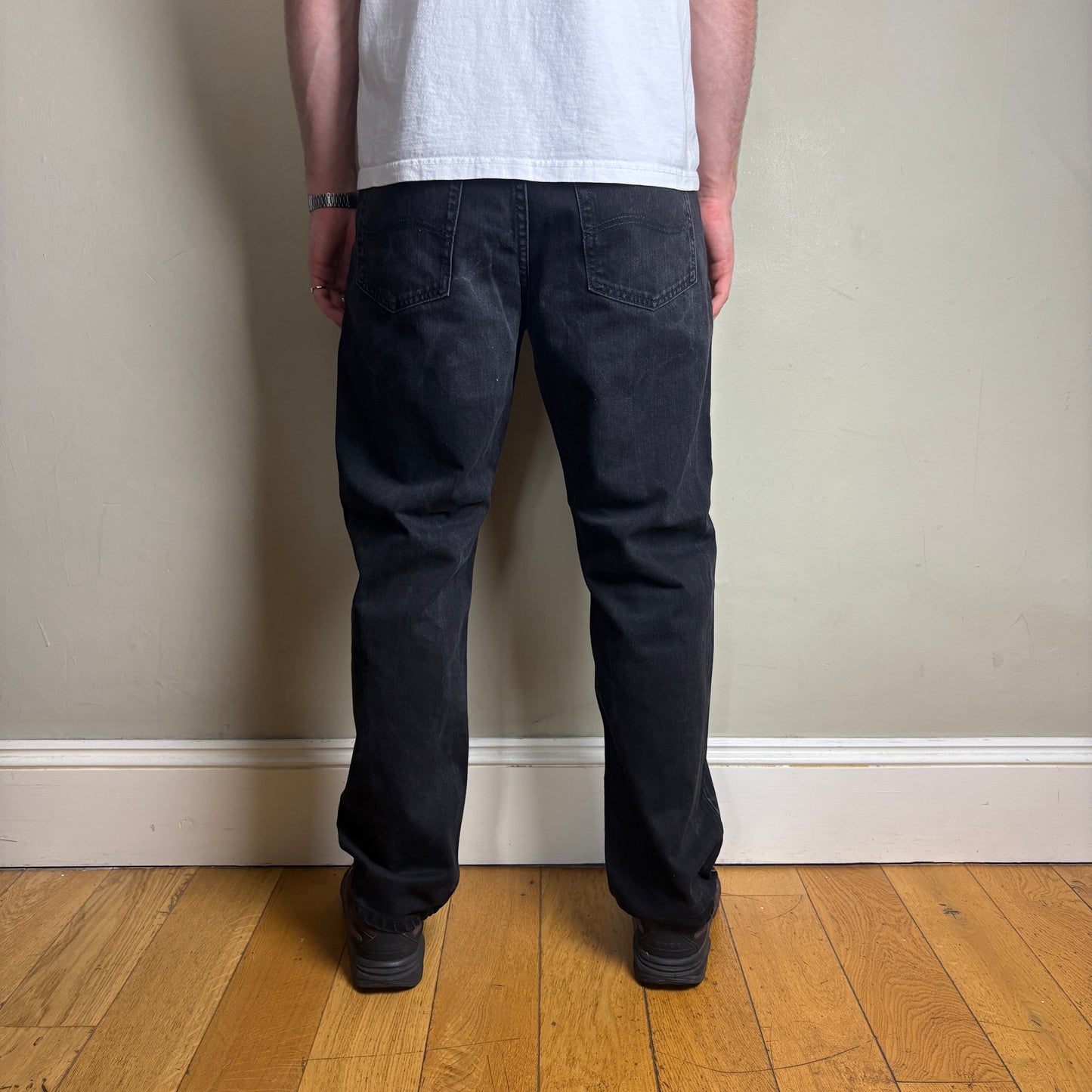 Vintage Lee Straight Black Denim Jeans - 36S