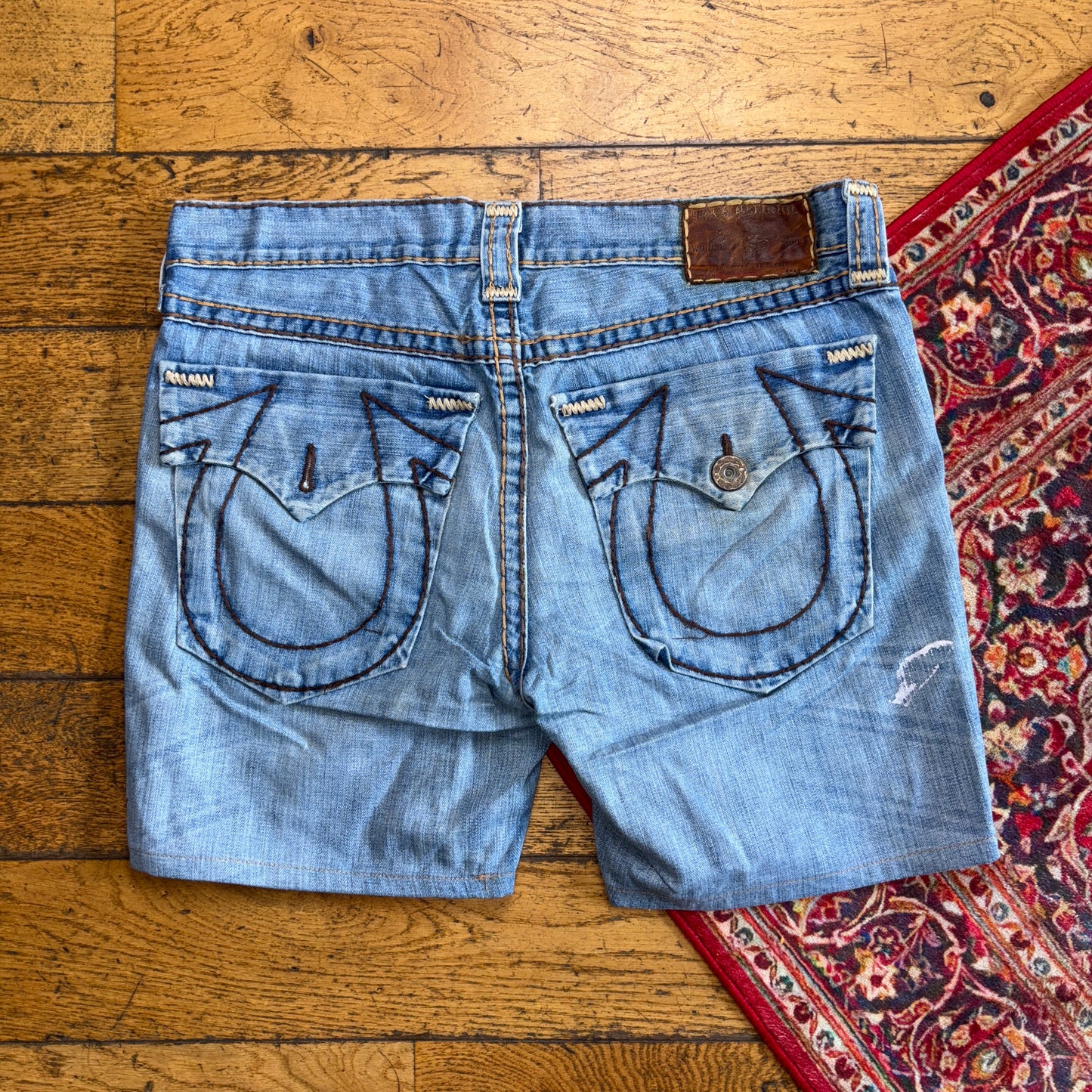 Vintage True Religion Blue Embroidered Y2K Shorts Jorts - 38