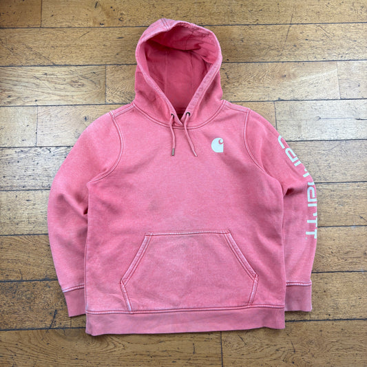 Vintage Carhartt Pink Womens Hoodie Sweatshirt - L