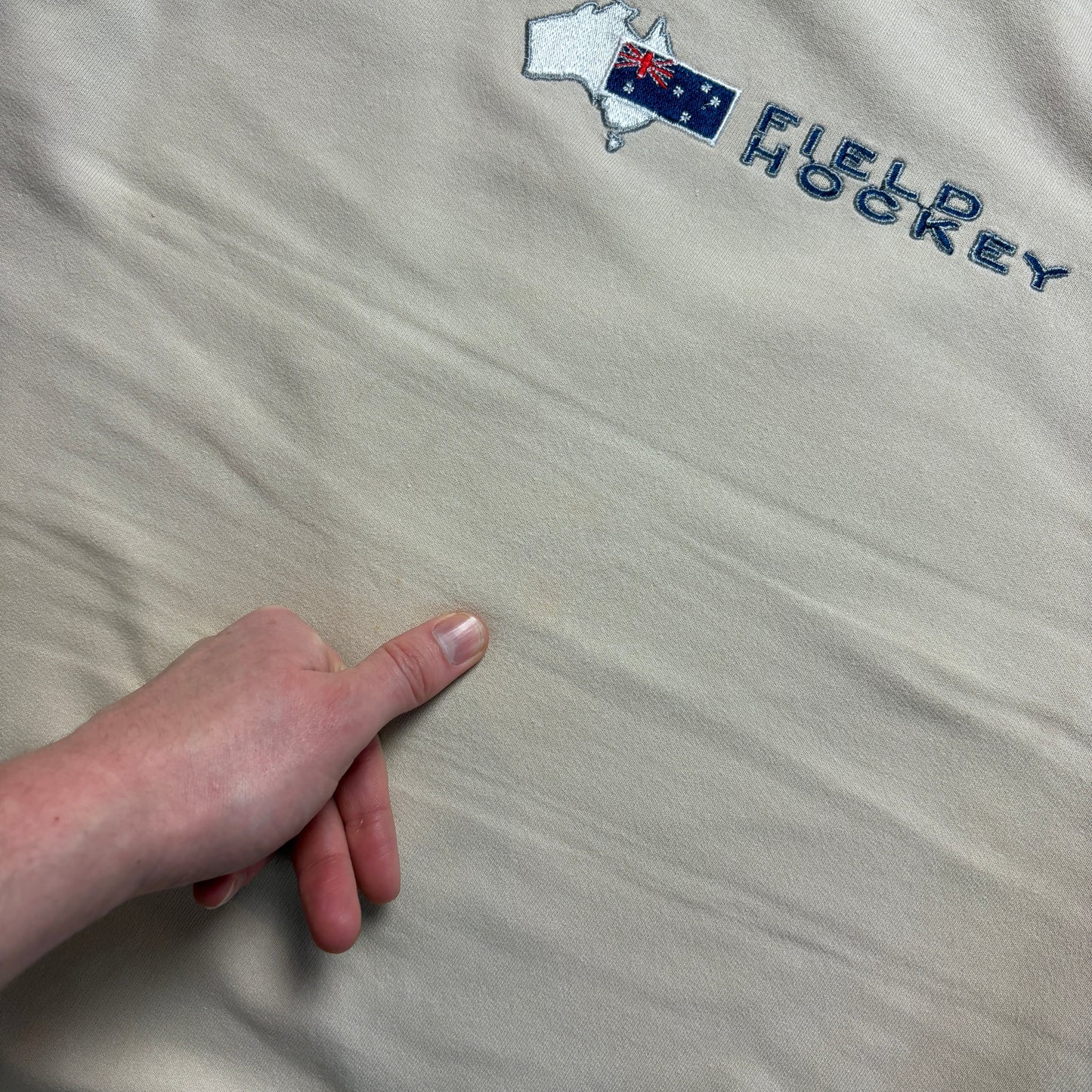 Vintage 90s Australia Hockey Cream Embroidered Sweatshirt - XL