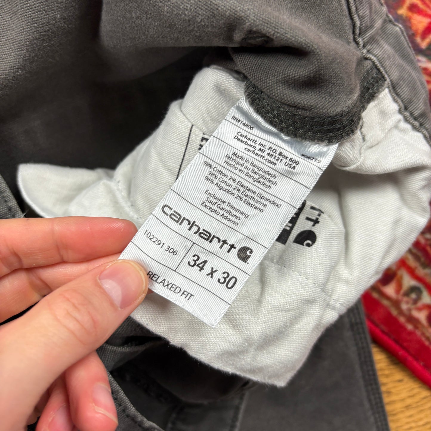 Vintage Carhartt Grey Workwear Carpenter Baggy Trousers - 34