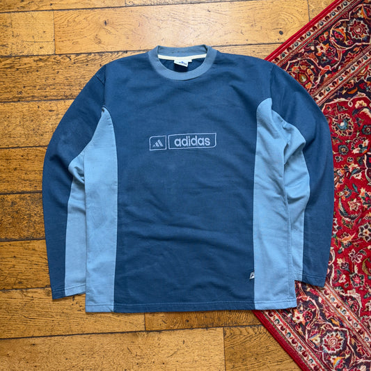 Vintage 90s Adidas Blue Embroidered Sweatshirt - M