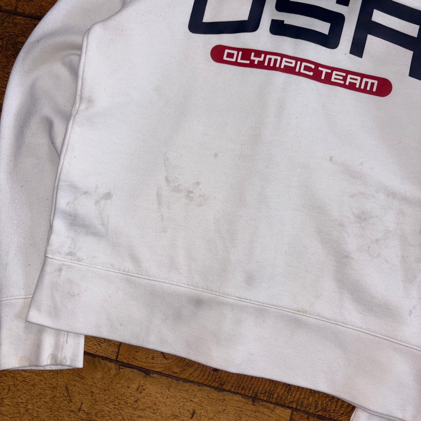 Vintage Ralph Lauren Rio 2016 USA Olympic White Hoodie Embroidered Sweatshirt -M