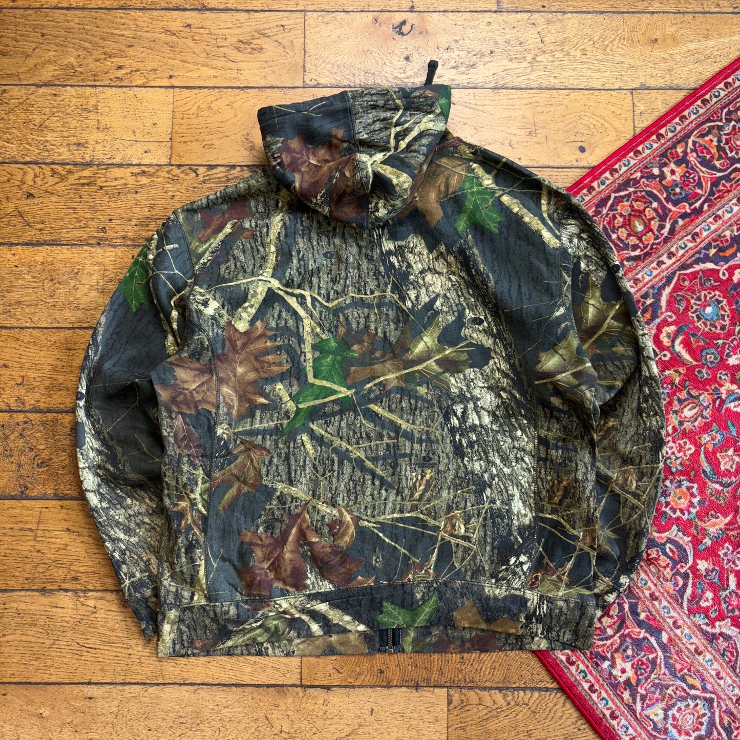 Vintage Realtree Camo Green Zip Hoodie Sweatshirt - XL