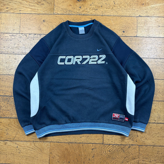 Vintage Nike Cortez Navy Embroidered Sweatshirt - L