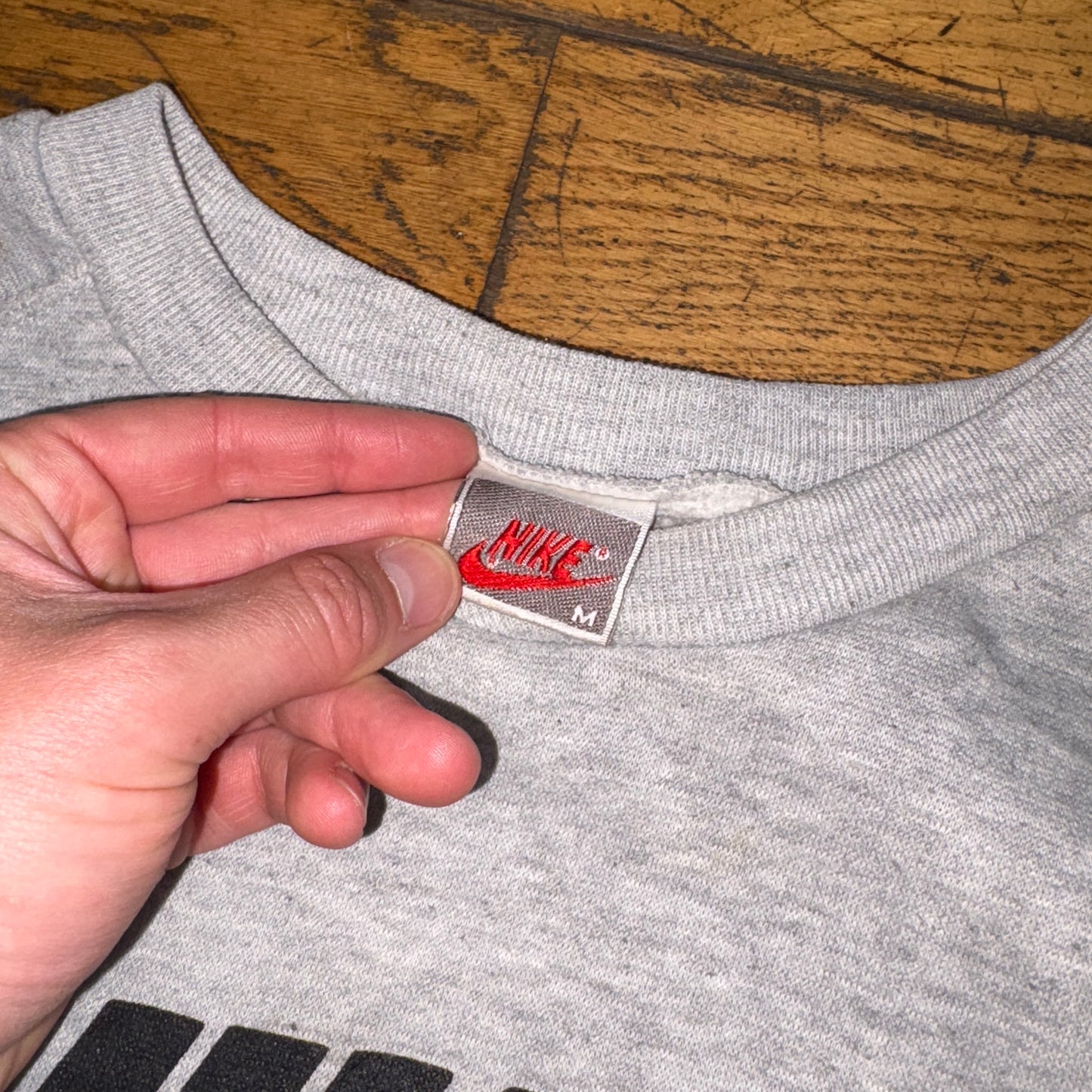 Vintage 80s Nike Grey Swoosh Boxy Sweatshirt - M
