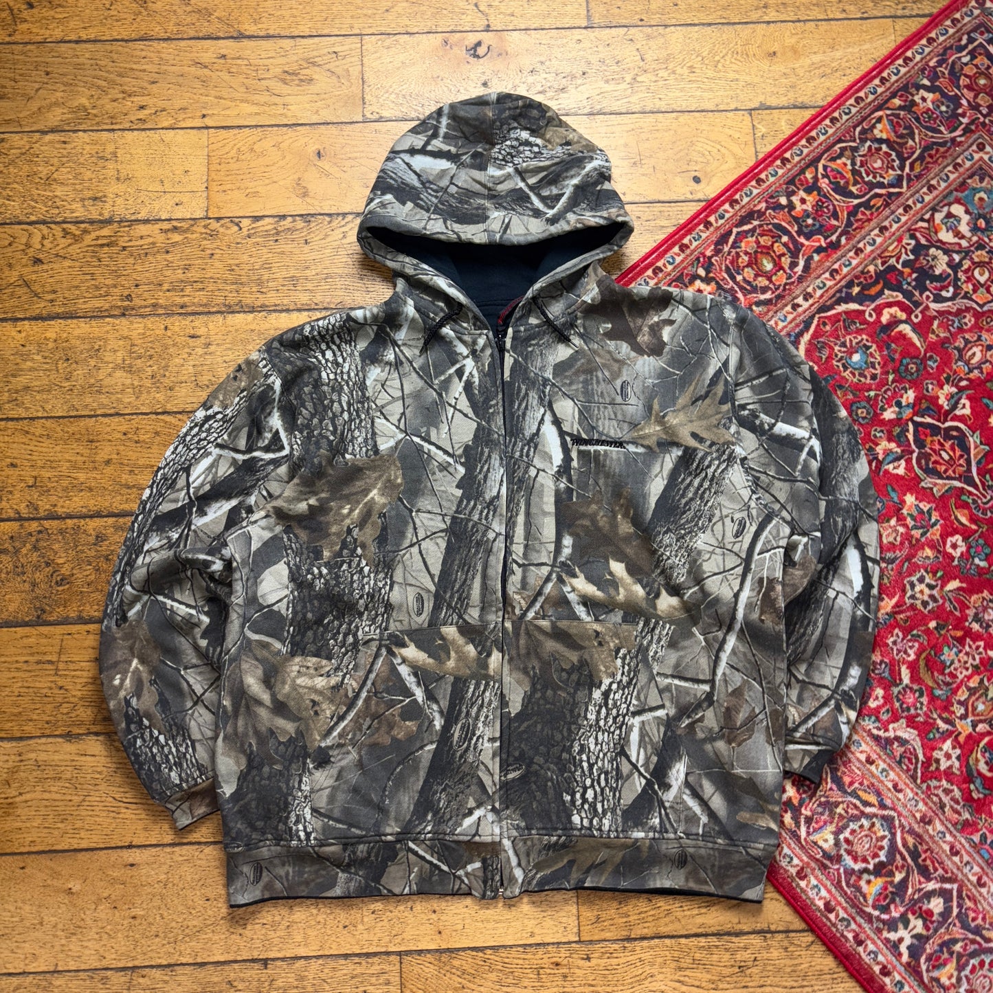 Vintage Realtree Camo Green Zip Hoodie Sweatshirt - 2XL