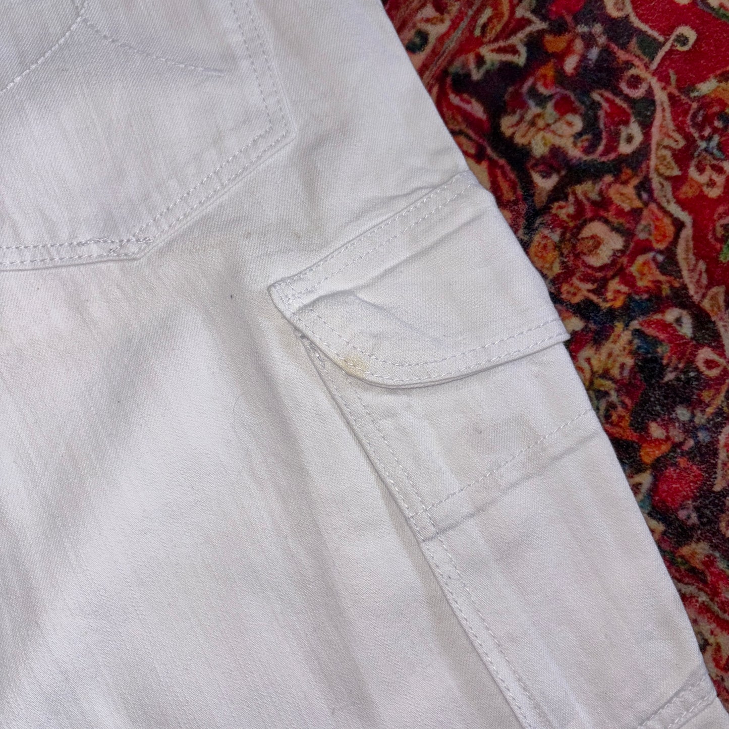 Vintage Rocawear Embroidered White Cargo Hip Hop Baggy Shorts Jorts - 38