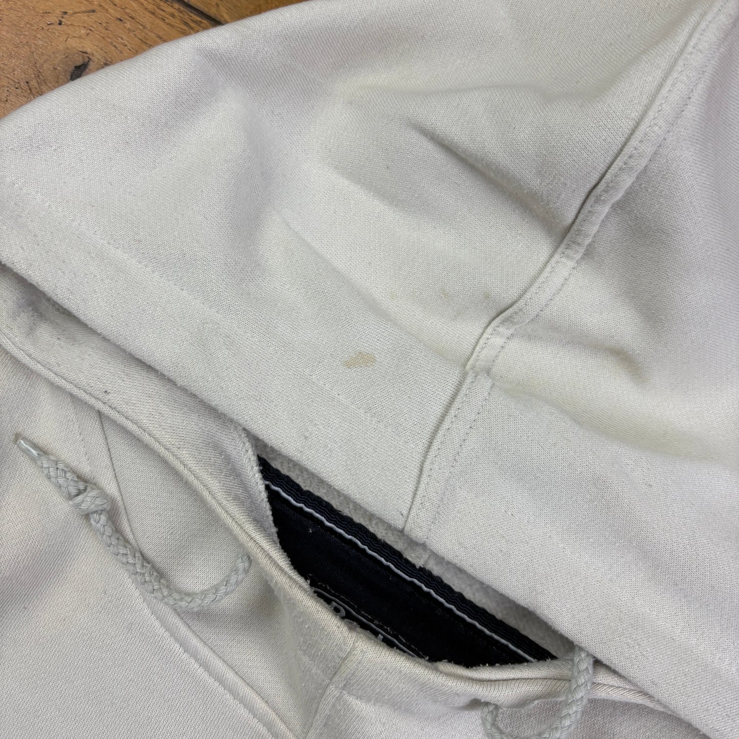 Vintage Reebok Cream Navy Hoodie Embroidered Sweatshirt - XL