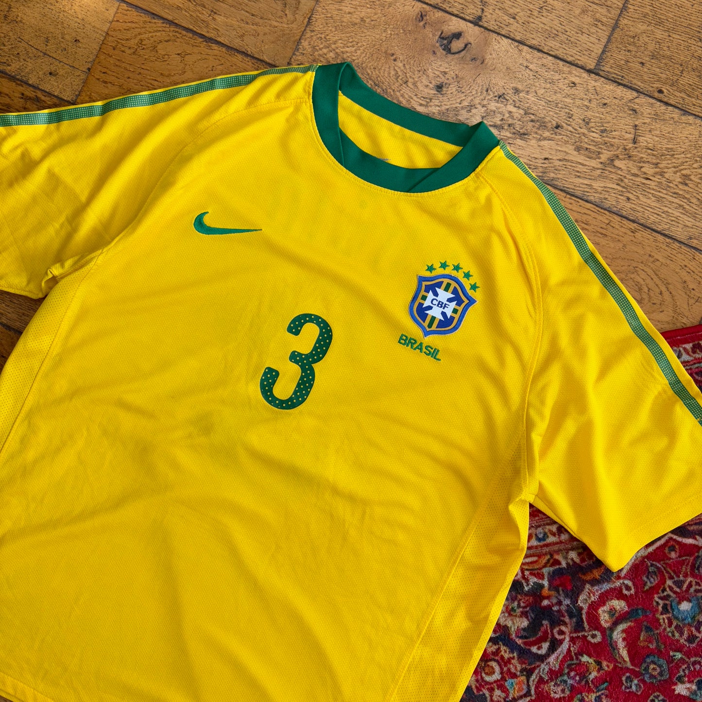 Vintage Nike Brazil Lucio Yellow Football Shirt T-Shirt - L